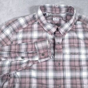 REI Co op Shirt Mens Medium Plaid Lightweight Vented Outdoor Stretch Hike Fish